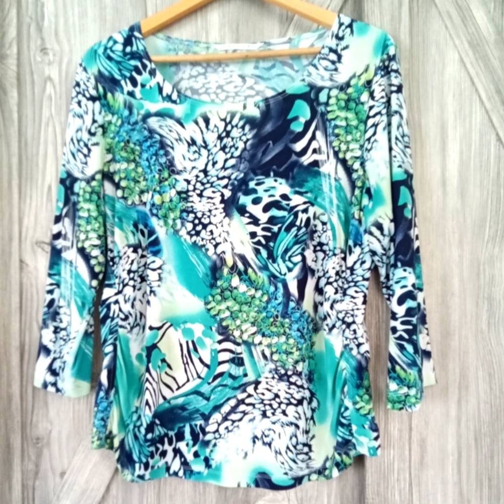 Nygard Turquoise Knit Top L